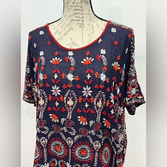 Johnny Was MELIA All Around Heavily Embroidered Blouse Tunic Boho Top EUC - Picture 4 of 9